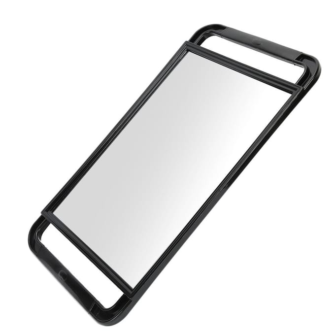 Miroir à Double Poignée Grand Rectangle Maquillage Barbier Cheveux Portatif Miroir de Dos Salon Coiffure white