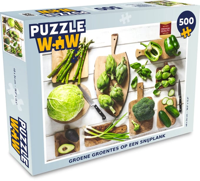 Puzzel Groene groentes op een snijplank - Legpuzzel - Puzzel 500 stukjes