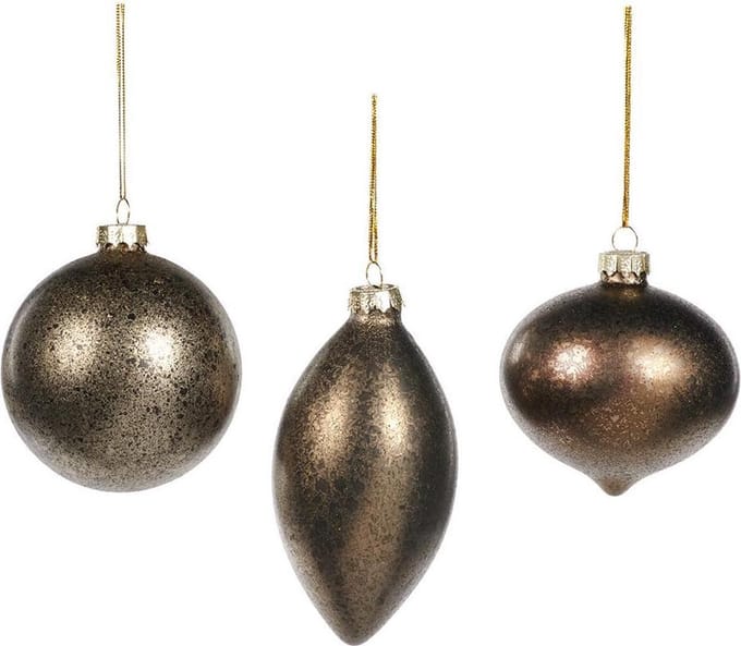 Goodwill Kerstbal Glas Bruin D 8 cm Voordeelaanbod Ass. 3 stuks