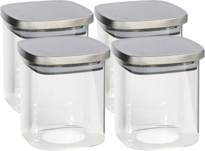 Gerim - Voedsel/etenswaren 4x voorraadpotten 800 ml glas en RVS deksel