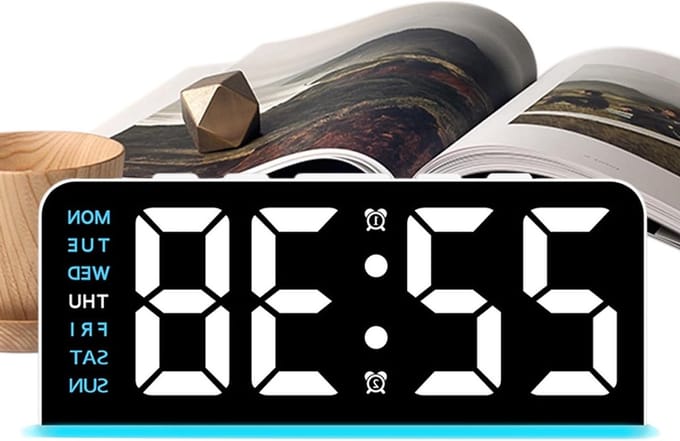 Digitale Wekker - Bureauklok Temperatuur - Omgevingsverlichting - Aanpasbare Helderheid - 5.4W cm - Wit Blauw