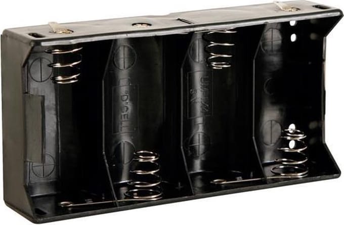 Batterijhouder Voor 4 X D-Cell (Met Soldeerlippen)