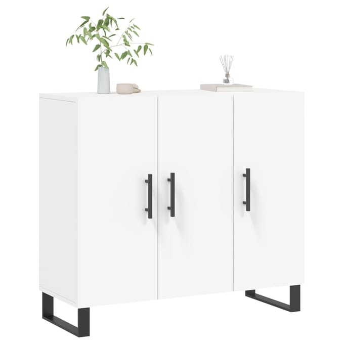 vidaXL - Dressoir - 90x34x80 - cm - bewerkt - hout - wit