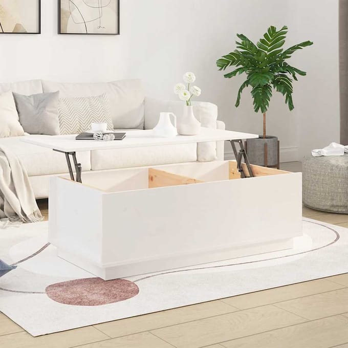 vidaXL - Salontafel - 100x50x35 - cm - massief - grenenhout - wit