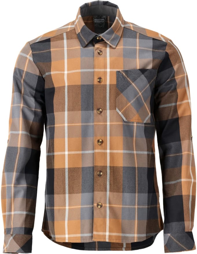 Mascot Customized Flanellen overhemd 22904-446 - notenbruin geruit - 2XL