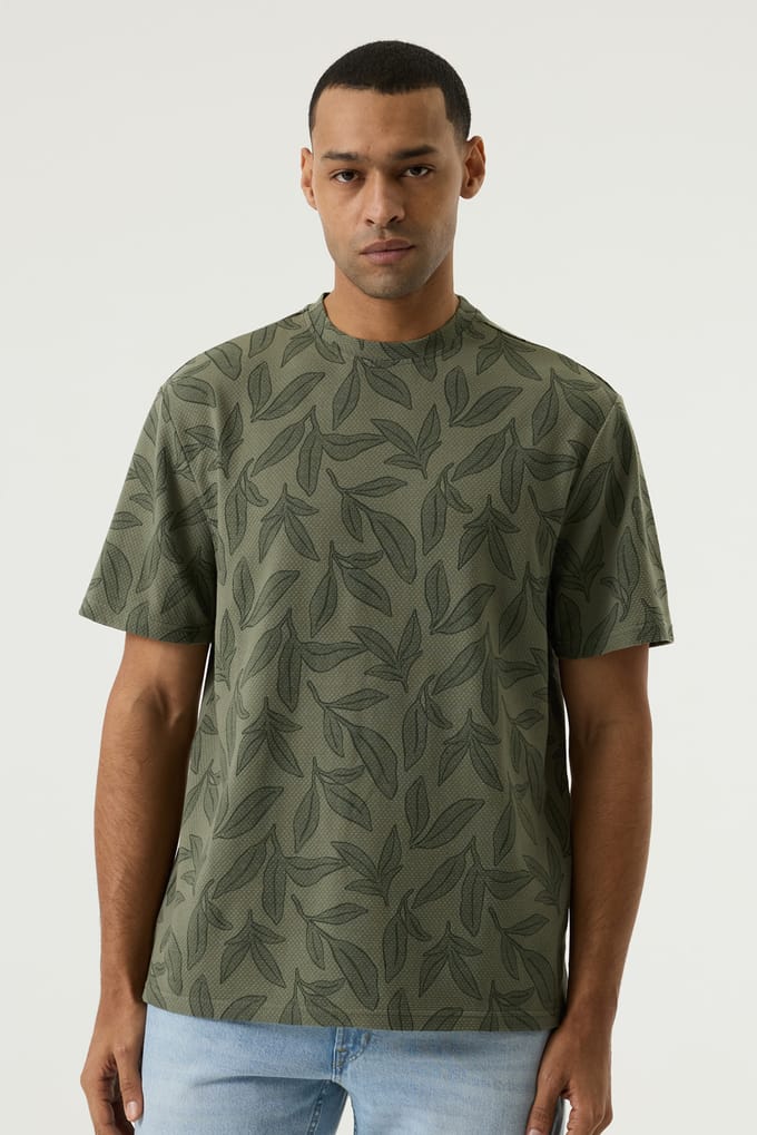 GARCIA Heren Print T-shirt Groen Korte mouw