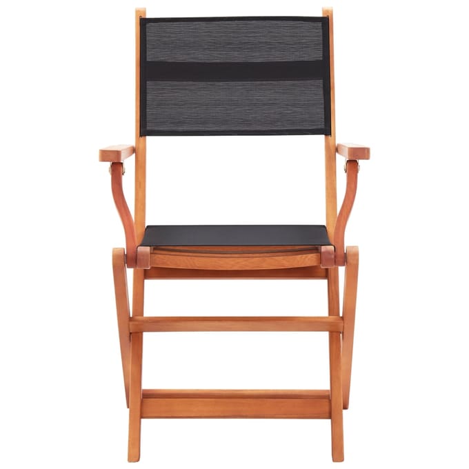 vidaXL - Inklapbare - stoelen - 2 - st - eucalyptushout - en - textileen - zwart