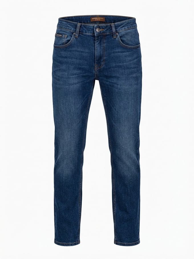 OMBRE Broek - Slim Fit - Katoen - Rits Blauw S