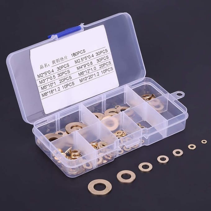 Dailygoods - Assortiment Messing Sluitringen 180 Stuks