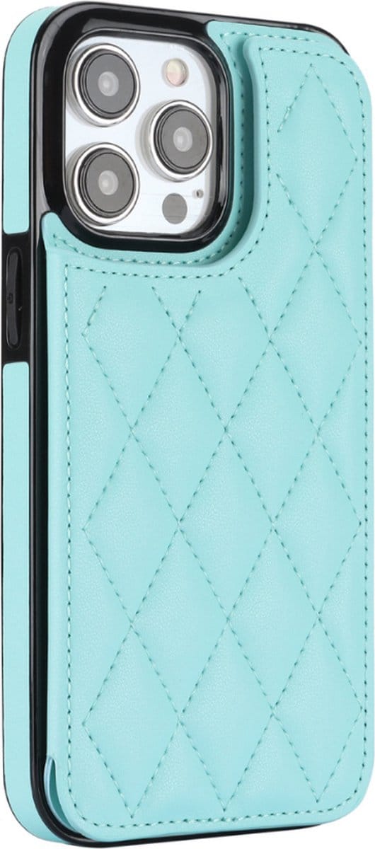 Hoesje geschikt voor iPhone 16 Plus - Backcover - Pasjeshouder - Kunstleer - Turquoise