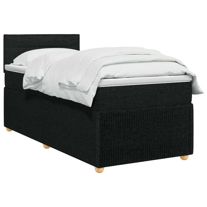 vidaXL - Boxspringbed - met - matras - met - hoofdeinde - Zwart - 100 - x - 200 - cm - Stof