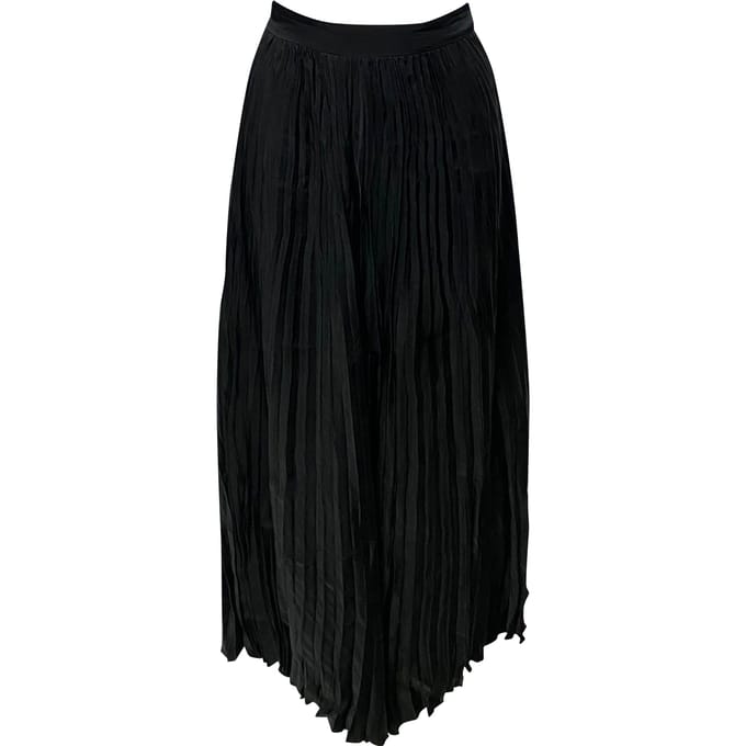Joseph Geplooide Midi Rok in Zwarte Cupro
