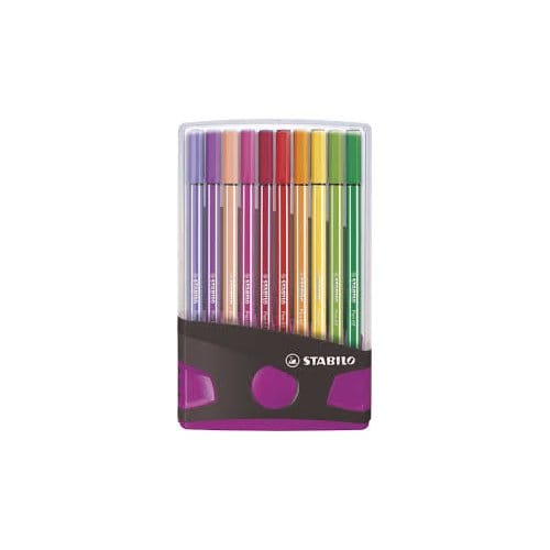 Viltstift  STABILO Pen 68/20 ColorParade in antr/roze etui M ass 20st