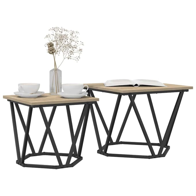 vidaXL - Bijzettafelset - 2 - st - Sonoma - Eik - 50 - x - 50 - x - 40 - cm