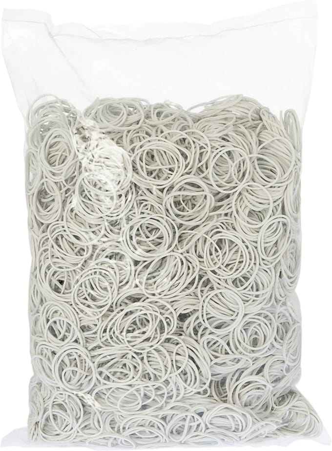 Rubbermagazijn - Elastiekjes - Rubber - Wit - 30x1,5mm - Circa 4700 stuks - Kleine elastiekjes