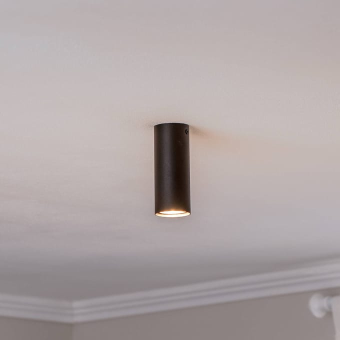 EMIBIG LIGHTING Plafondspot Tecno 1S, staal, GU10, hoogte 15 cm, zwart