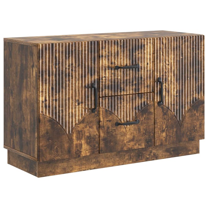 vidaXL - Dressoir - met - lade - Gerookt - eiken - 89 - x - 34,5 - x - 57 - cm - Bewerkt - hout