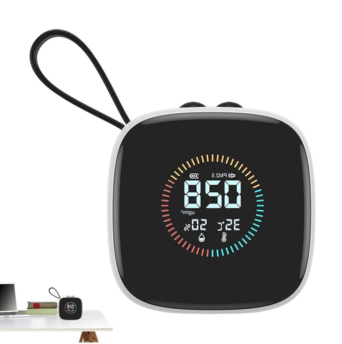 Luchtkwaliteitsmonitor - Luchtmeter - Milieu Controleren - Draagbare Sensor - 7 x 7 x 3.2 cm - Wit