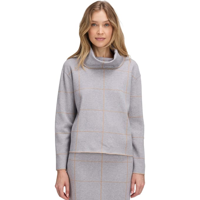 Colpullover met een ruitmotief - grijs / beige / gemêl. - Gr. 46 van Goldner Fashion
