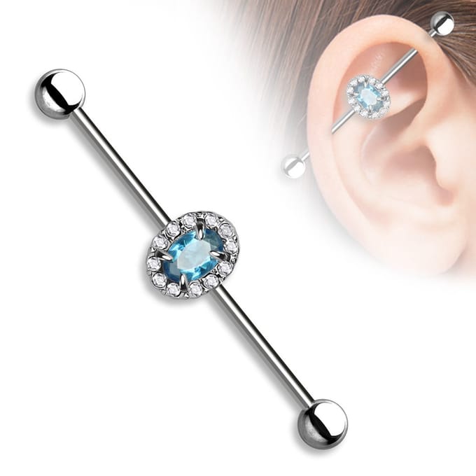 Industrial piercing luxe jewelled - blauw - LMPiercings