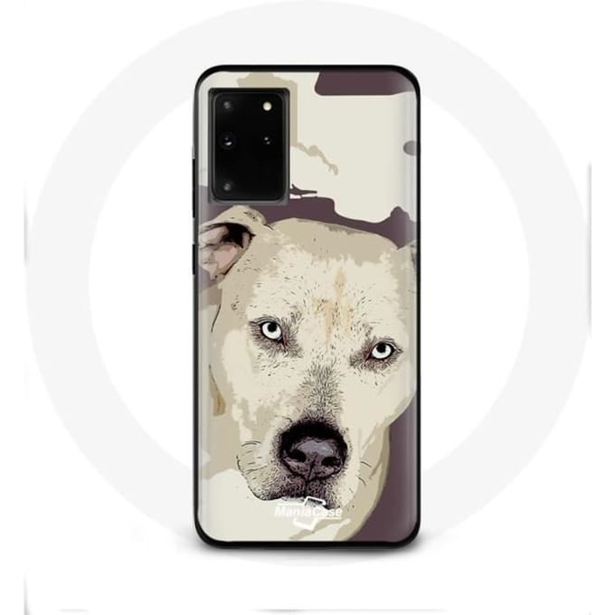 Hoesje voor Samsung Galaxy S11 PLUS Wit Pitbull Dog tekening
