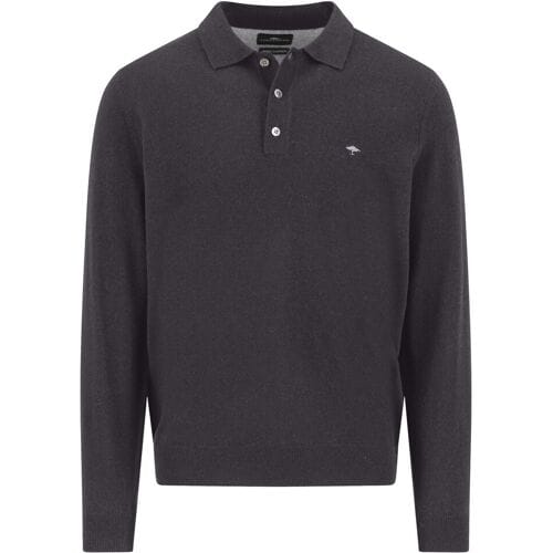 Fynch-Hatton Trui Polo Pullover Merino Cashmere Charcoal / male