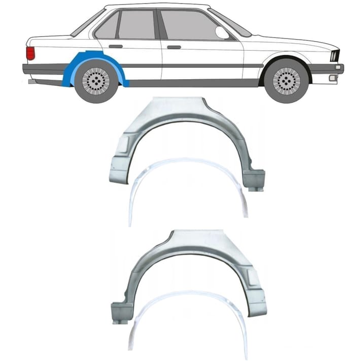 Binnen + buiten reparatiepaneel achter spatbord voor BMW 3 E30 1987-1994 / Set