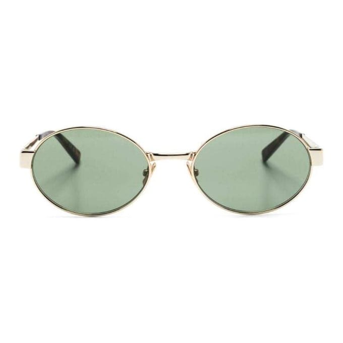 Saint Laurent Logo Metalen Ovalen Zonnebril Unisex Zonnebril Goud SL692003 Basic Packaging-Eyeglass Case