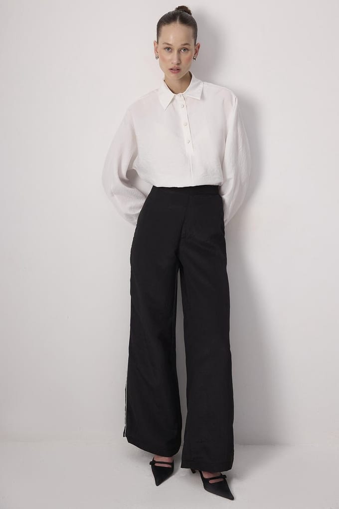 Touché Privé - Cupra broek met contrasterende bies - Zwart - Dames