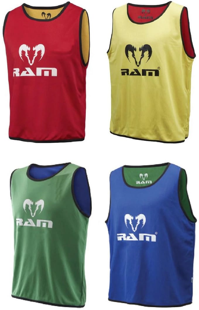 Dubbelzijdige Trainingshesjes - Rugby Heavy Duty Polyester - 10 Stuks - Junior - 34" - Geel Rood