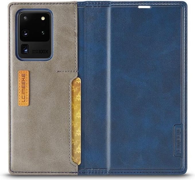 DrPhone Imeeke  3 - Pashouder - PU leer - Magnetische Flip - Galaxy S21 plus - Blauw