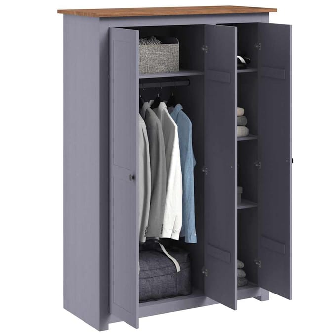 vidaXL - Kledingkast - Panama - Range - 118x50x171,5 - cm - grenenhout - grijs