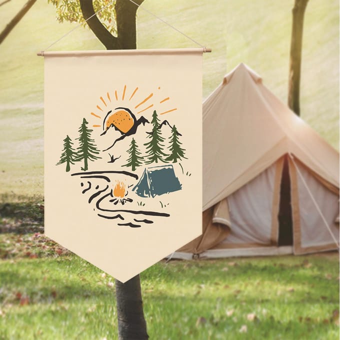 Camping Tuinvlag Polyester Weerbestendig Camping Vlaggen voor Buiten Picknick Decoratie beige