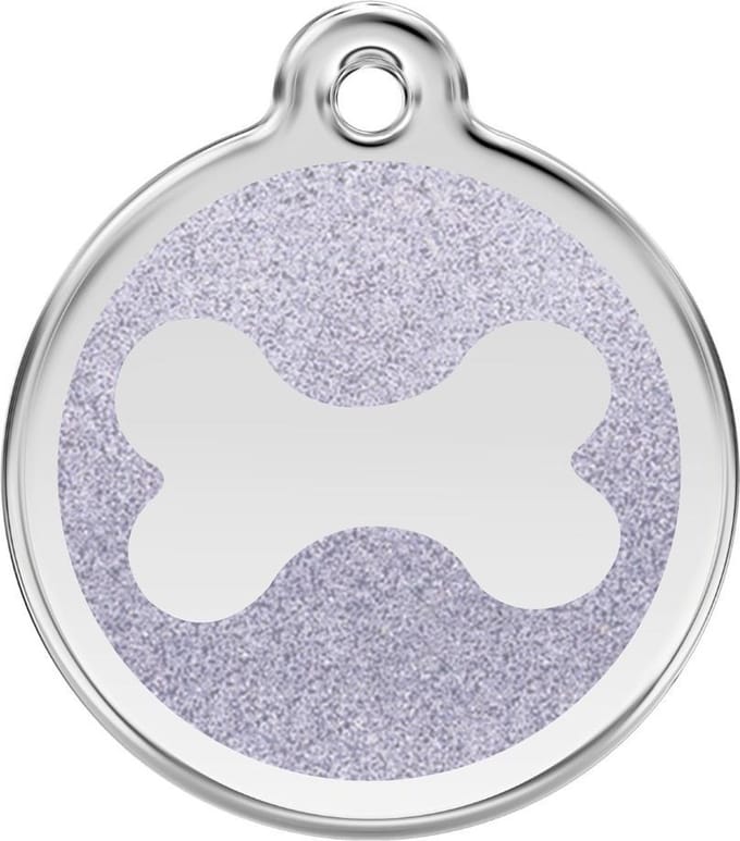 Red Dingo hondenpenning 38 mm bot glitter zilverkleurig
