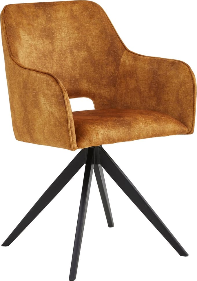 Colenis® - Emma Eetkamerstoel - Set Van 2 - Okergeel - Adoré Velvet - Met armleuning