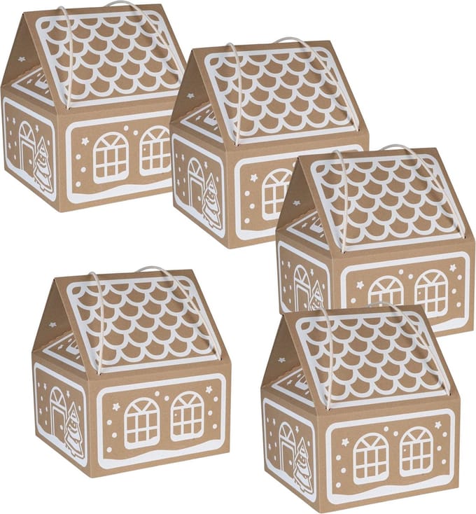 Kerstcadeauverpakking, huis met witte opdruk 30x30x35 cm