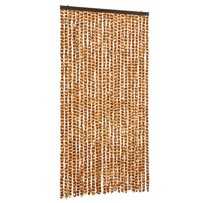 vidaXL - Vliegengordijn - 100x230 - cm - chenille - okerkleurig - en - wit