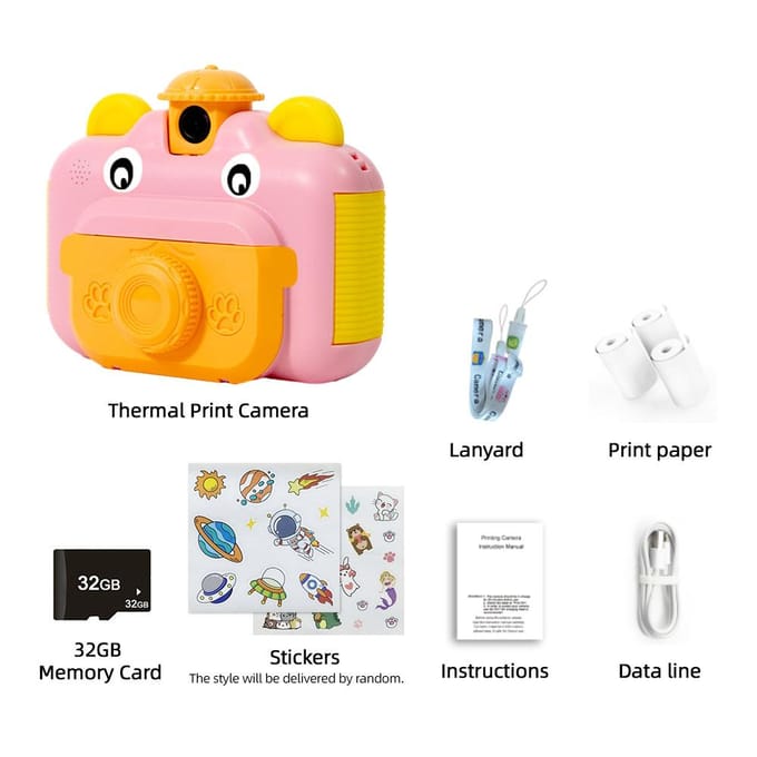 Leuke Kinderen Instant Camera 1080P Kinderen Digitale Camera Kinderen Instant Print Camera 12MP roze