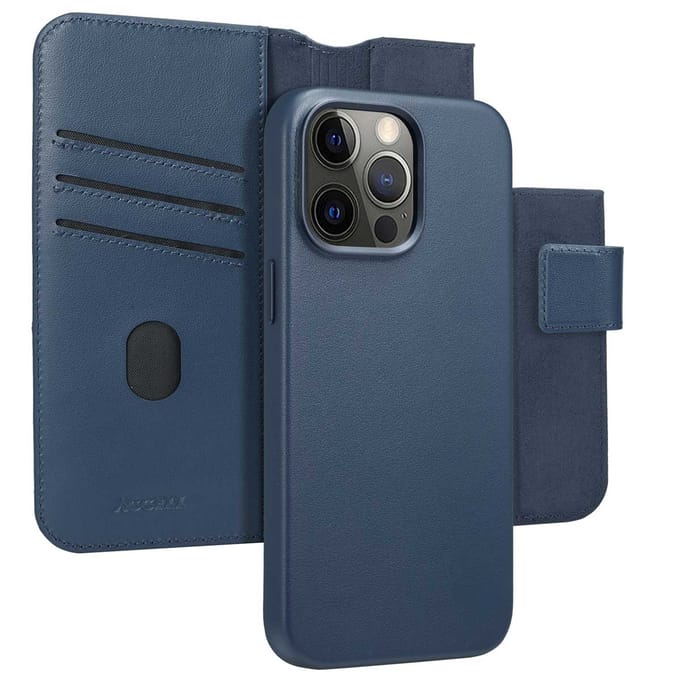 Accezz Hoesje - Geschikt voor Apple iPhone 15 Pro Max - Leather Bookcase 2-in-1 geschikt voor MagSafe - Nightfall Blue