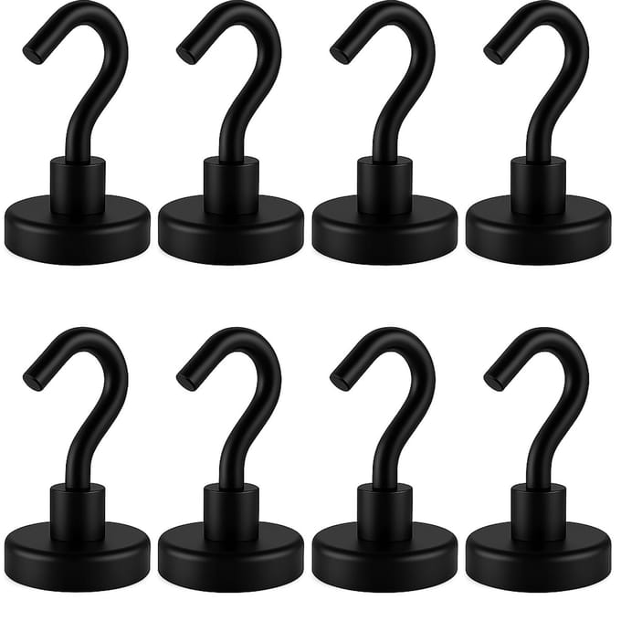 Brute Force Zwarte Haakmagneten – Magneet met Haak – 20mm – 8 stuks – Epoxy Coating
