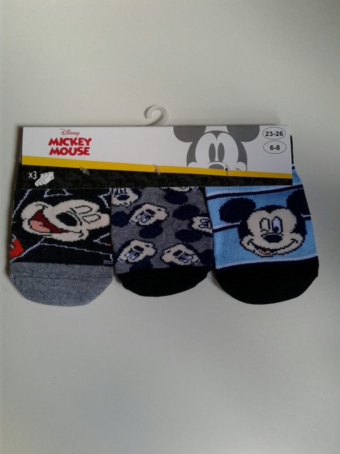 Mickey Mouse -enkelsokken Mickey Mouse - 3 paar - jongens - maat 23/26