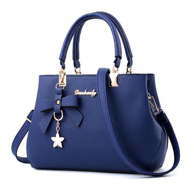 Yogodlns Mode Grote Capaciteit Dames Schoudertas Strik Crossbody Handtassen 28cm*19cm*11cm blue