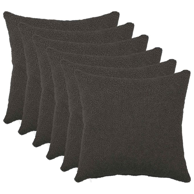 vidaXL - Kussensloop - 6 - pcs - HEERLEN - Donkergrijs - 30 - x - 30 - cm - Bouclé
