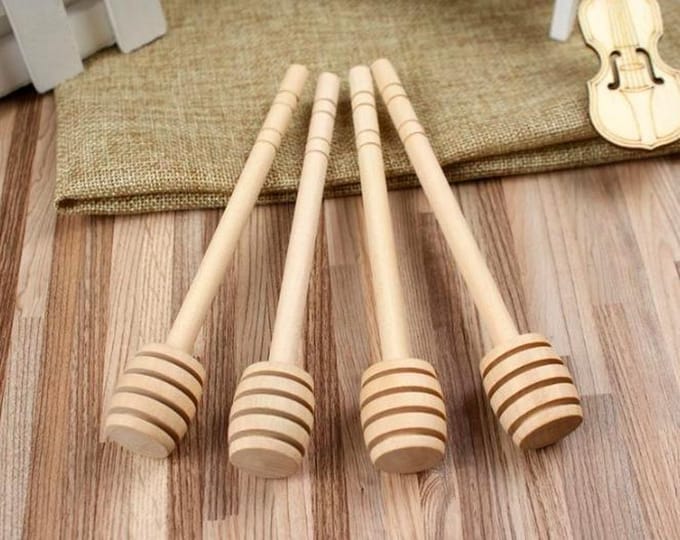 4 x Houten honinglepel - 15 cm