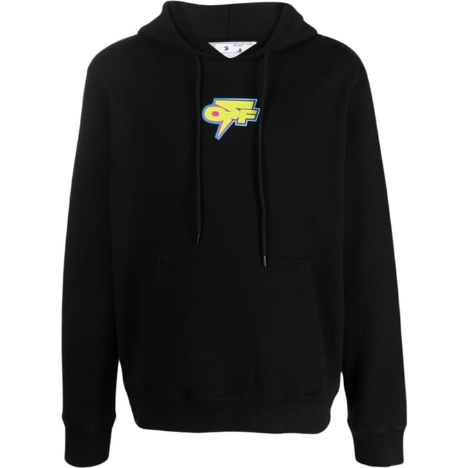 Gebroken witte zwarte slim-fit hoodie met Dedrade Thunder-logo