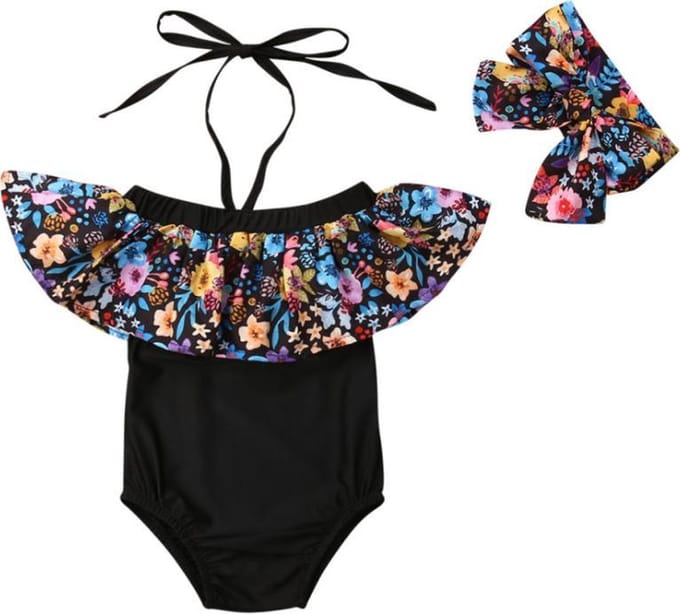 Badpak - Met Haarband - Bloemen - Maat 110