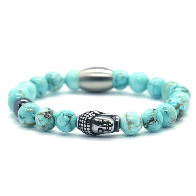 IbizaMen KIDS- jongens - armband - edelsteen - turkoois - 6mm - buddha RVS