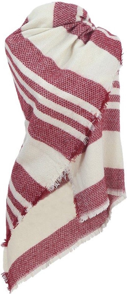 Rood Witte Sjaal Janet - Omslagdoek - Wintersjaals - Rood - Wit