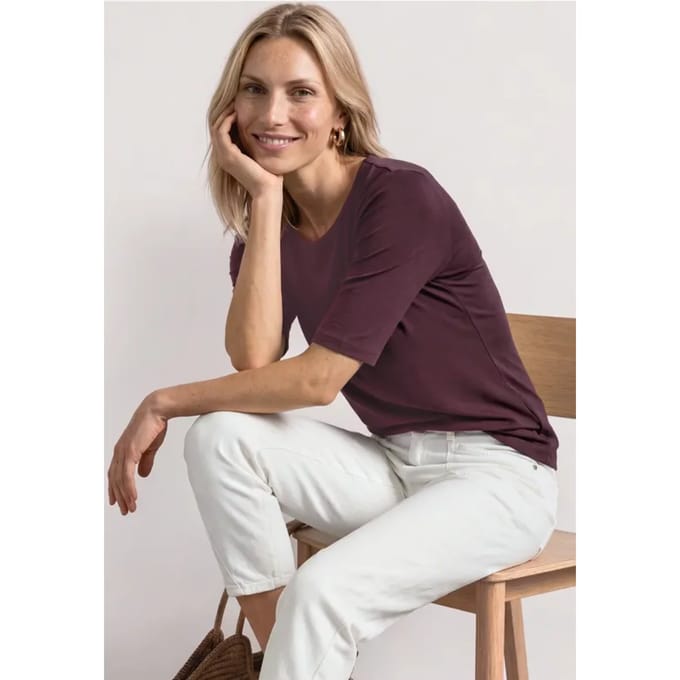 Basic Shirt met ronde hals in Unifarbe