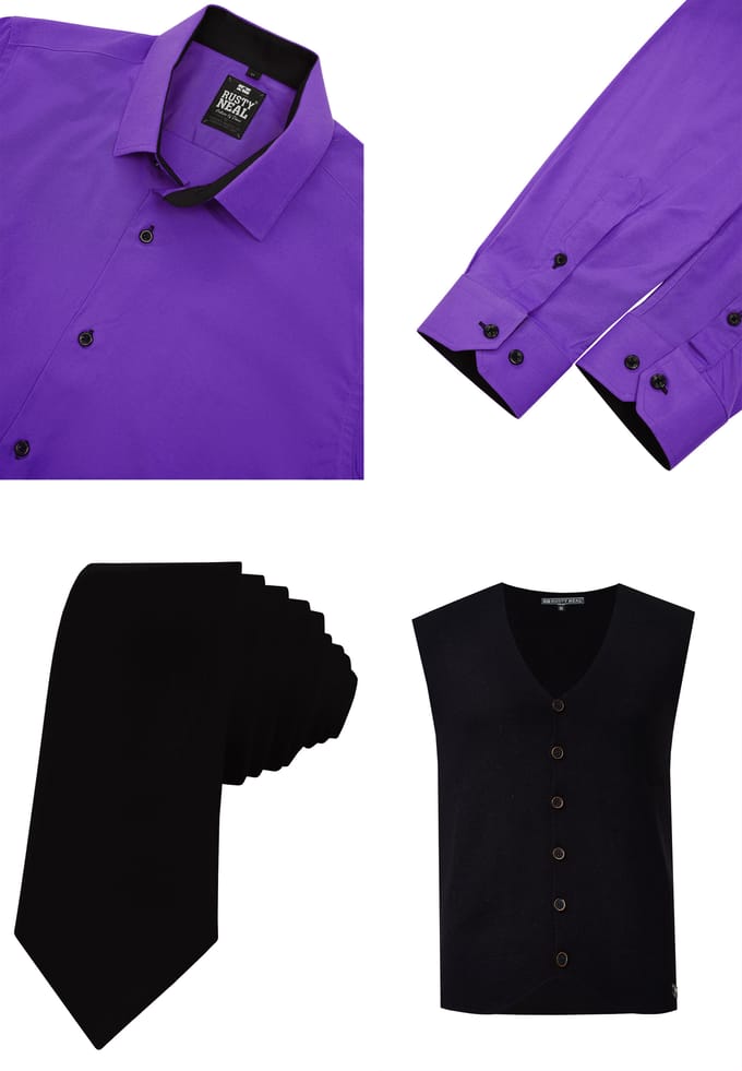 Driedelig pak met overhemd, vest en stropdas